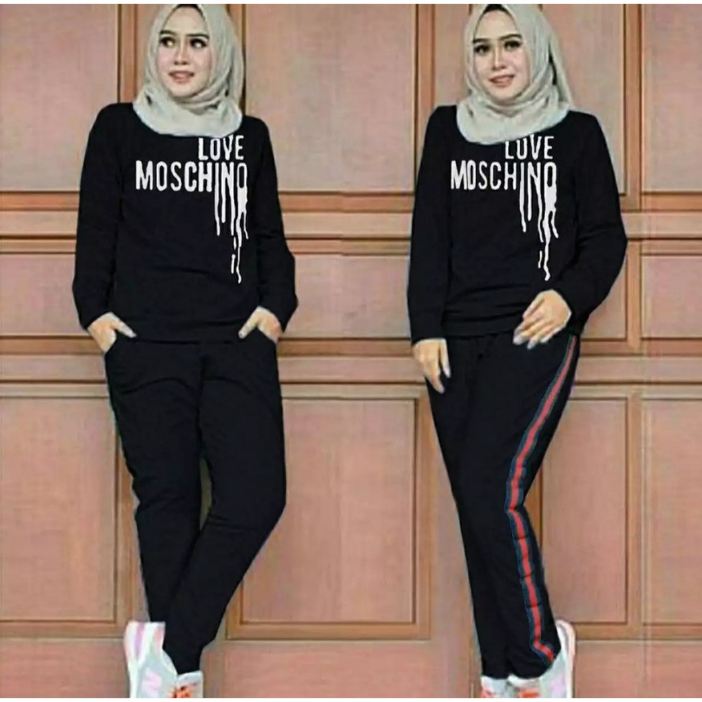 Stelan Training/ set olahraga wanita / Set Moschino