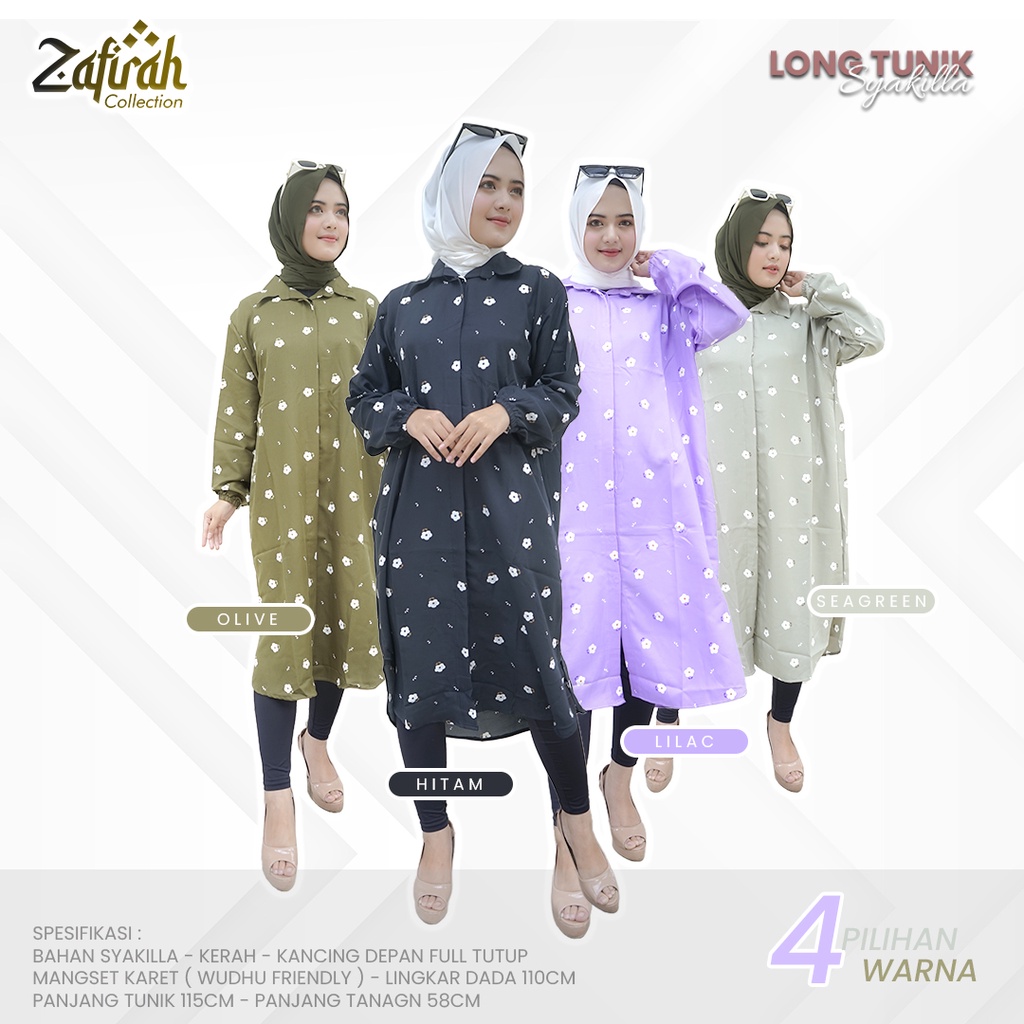 Long Tunik Syakilla ORI Zafirah Collection / Kemeja Wanita / Tunik Muslimah / Long Tunic / Tunik Wanita Terbaru