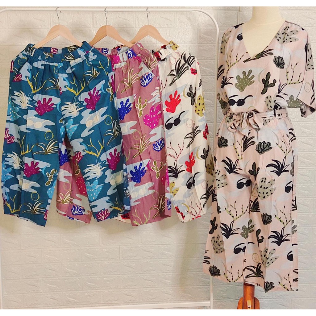 One Set Piyama/One Set Wanita/One Set Rayon/Setcel Rayon/Piyama Set/Sleepwear Rayon/Baju Tidur