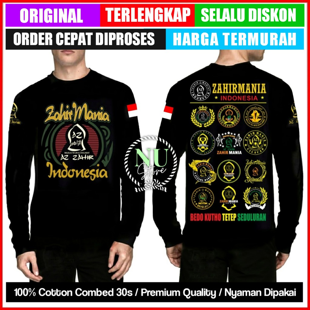Kaos Zahirmania Lengan Panjang/Kaos Azzahir Lengan Panjang/Kaos Azzahir/Baju Azzahir Nusantara