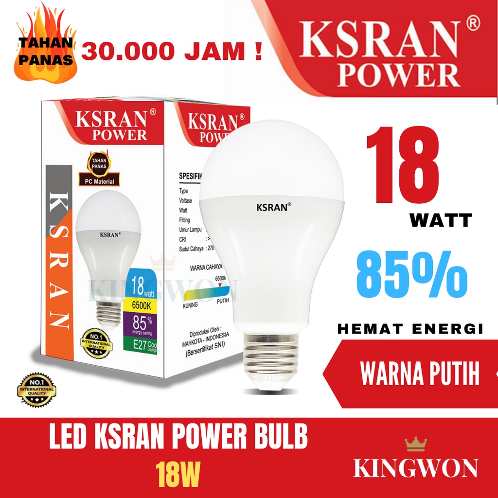 KSRAN Lampu LED 18 watt POWER - Putih BULB