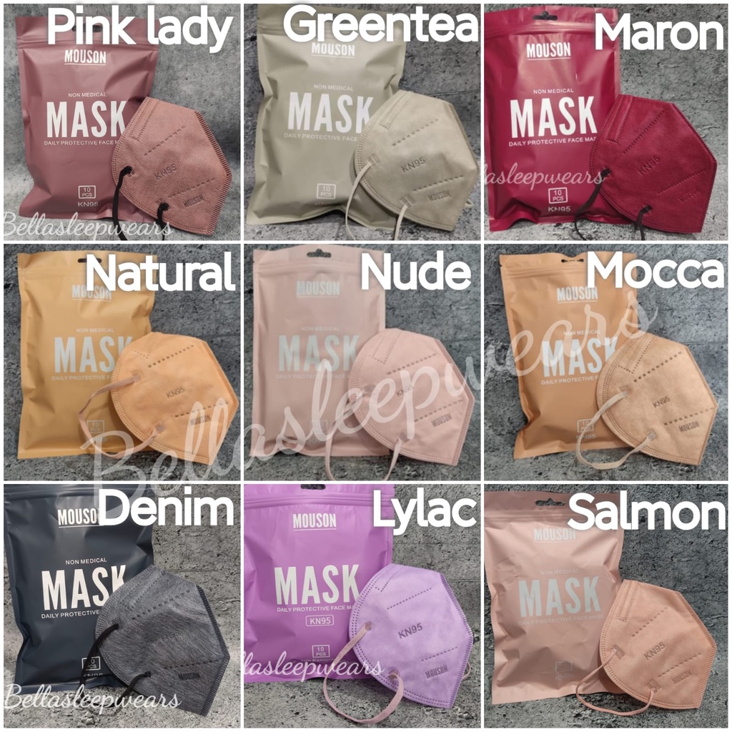 PER PACK 10 PC - MASKER KN95 5PLY MOUSON EMBOS 10 WARNA WARNI &amp; MIX