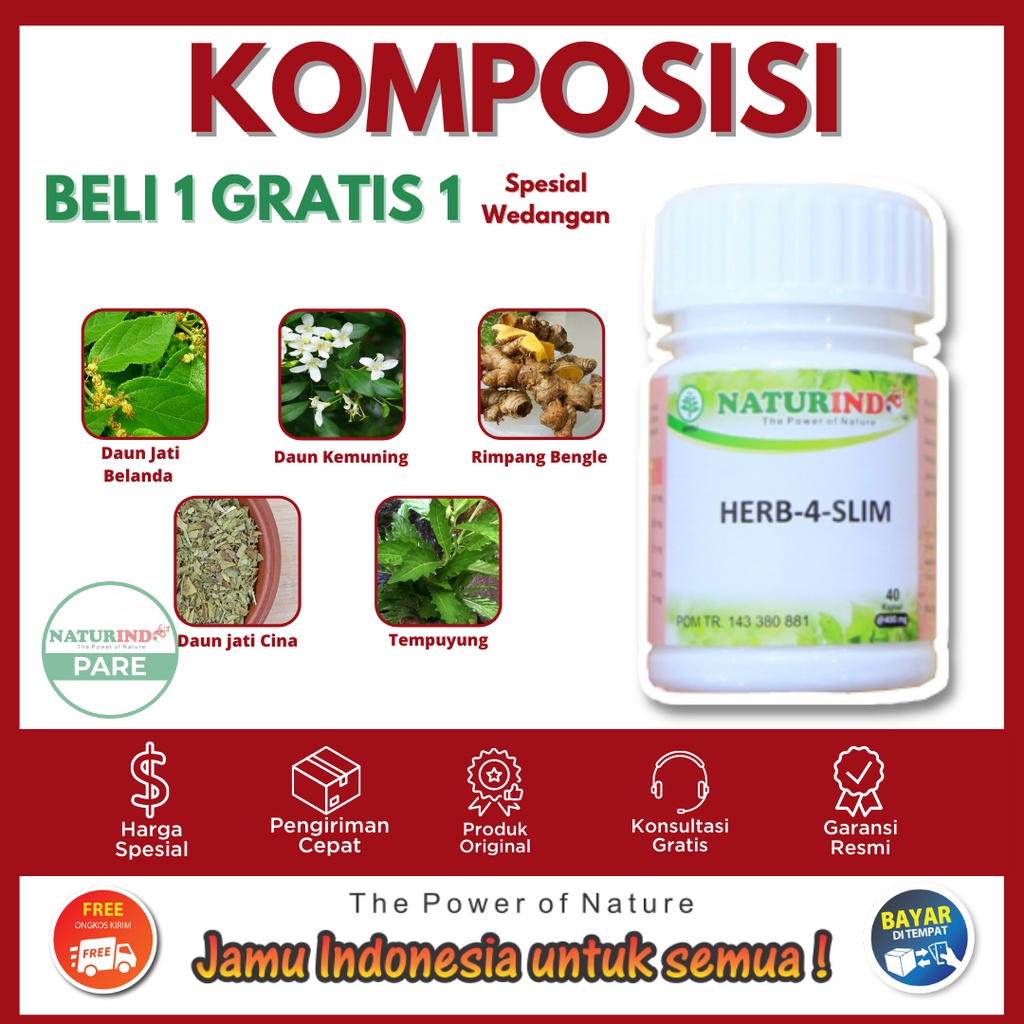 Obat Pelangsing Badan Diet Sehat Alami Herbal Pelangsing Sehat Wanita Lelaki Diet Sehat Alami Tanpa Operasi Lemak Herbal 100% Original BPOM HALAL MUI HERBASLIM HERB4SLIM NATURINDO-2