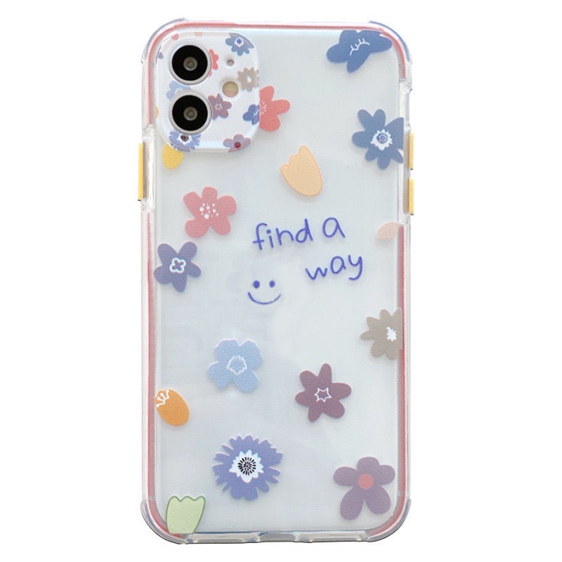 Transparent Flower Pattern Phone Case   For Iphone 11 12 Pro Max 7 8 Plus X Xs Xr Xsmax 7plus 8plus Soft Silicone cover