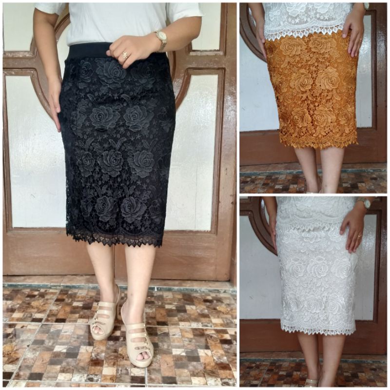 Rok Brokat  kilat super  premium bunga lapis furing s m l xl