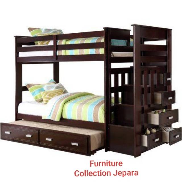 Tempat tidur anak jati 3 kasur tingkat FCJ
