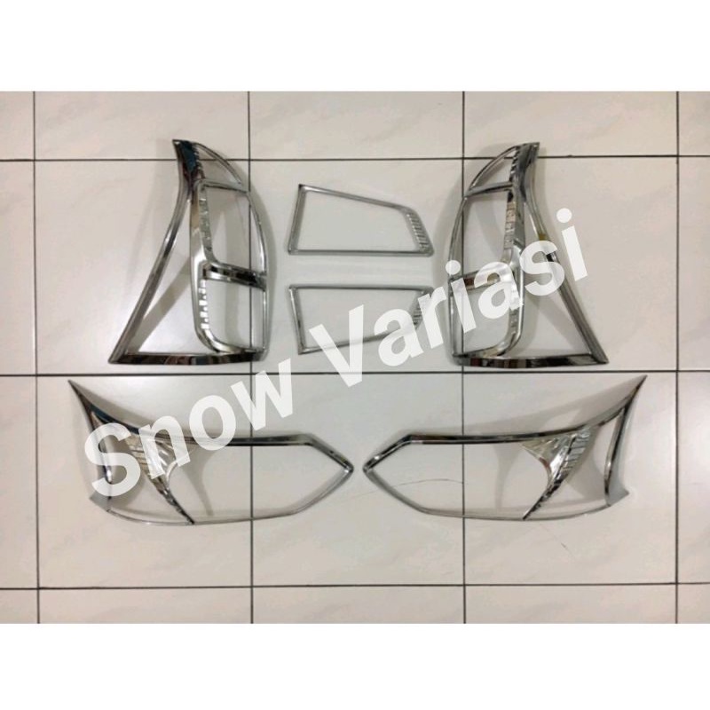 Grand avanza veloz 2015 - 2018 paket garnish lampu depan belakang hitam chrome