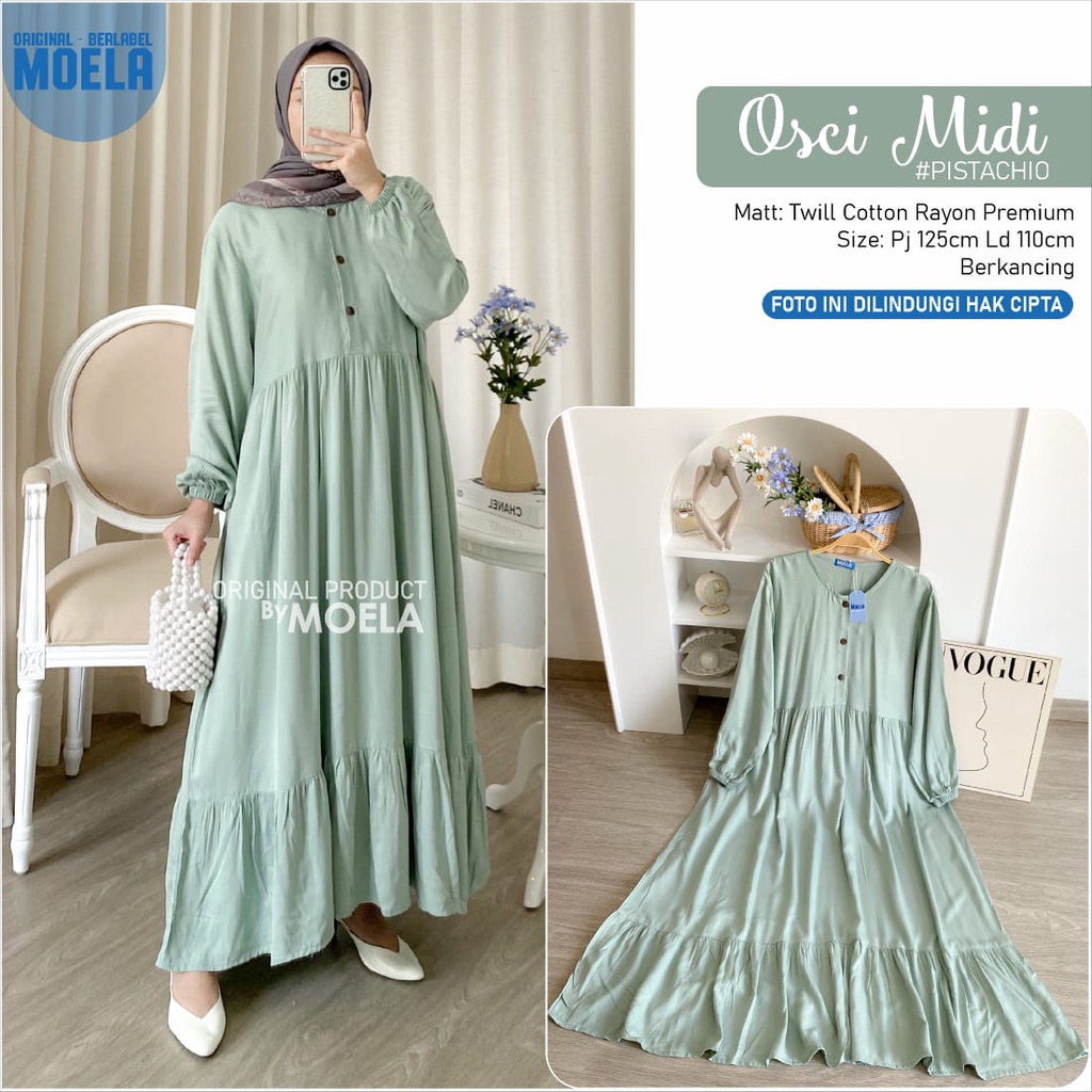 Iniko/Osci/Buton Midi Dress by Moela