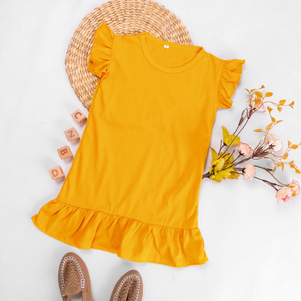 owlet - Dress ruffle polos anak / daster anak (1-6 tahun)