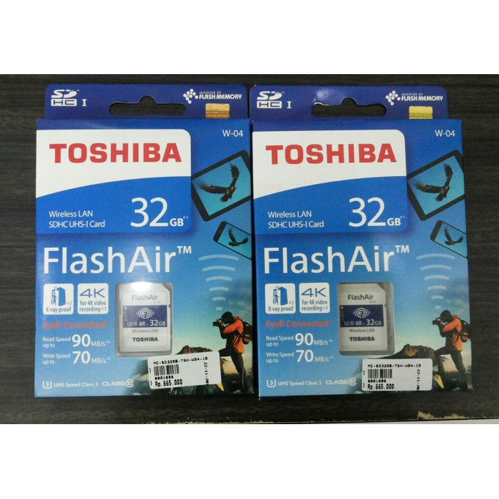 PROMO Toshiba FlashAir Wireless Card 32GB WIFI SD CARD UHS 3 Flash Air w-04 MURAH