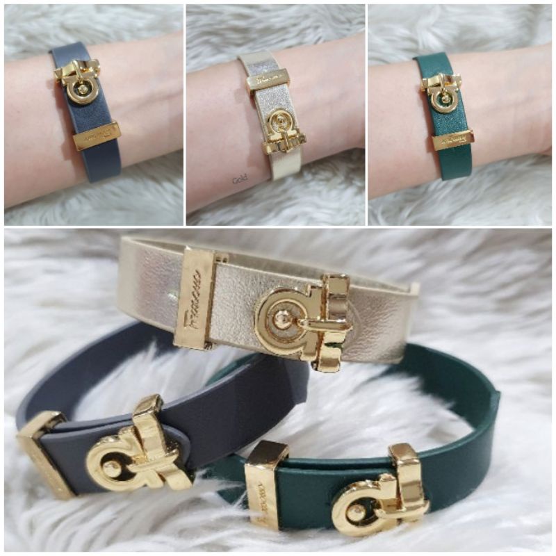 Promo Gelang tangan kulit import Ferrag@mo /gelang branded bahan kulit Premium Quality Gp24