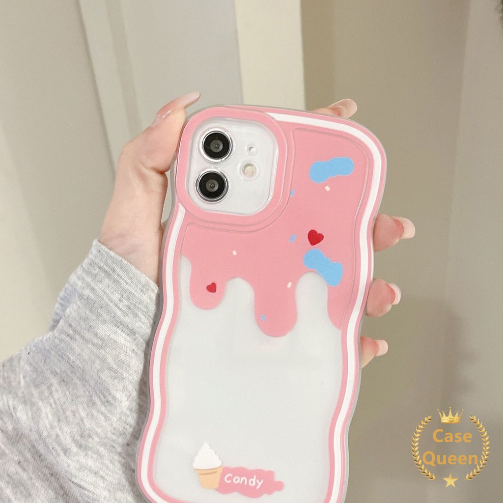 Ins Wavy Edge Case Oppo A16 A17 A57 2022 A15s A5s A15 A12 A3s A7 A17K A16s A54 A11K A32 A53 A33 2020 A12E A35 Transparan Lembut TPU Musim Panas Warna-Warni Es Krim Penutup Belakang