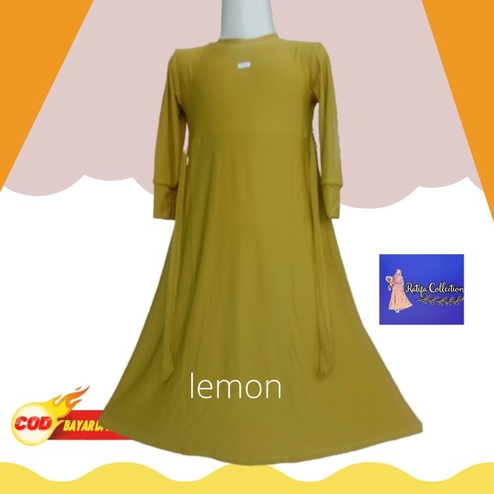Gamis Anak jersey Usia 1Tahun-12Tahun kerut bawah tanpa jilbab By ratifa collection.