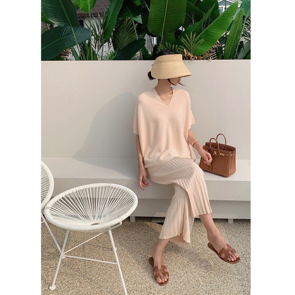 SET6411 Mixmax Knit Set Top & Pleated Pants-3