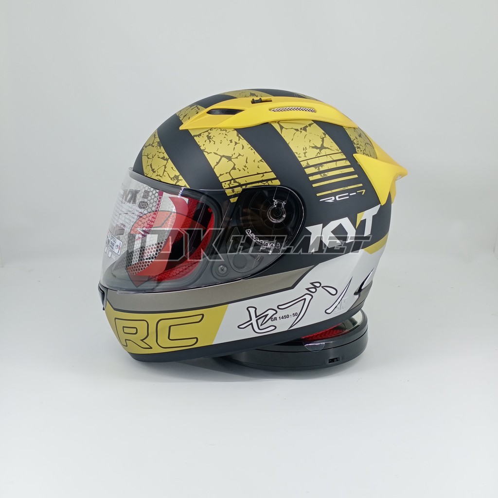 Helm Full Face KYT RC7 Motif Seri 17 Black Doft Gold Doff Matt Hitam Doft Emas Original Touring
