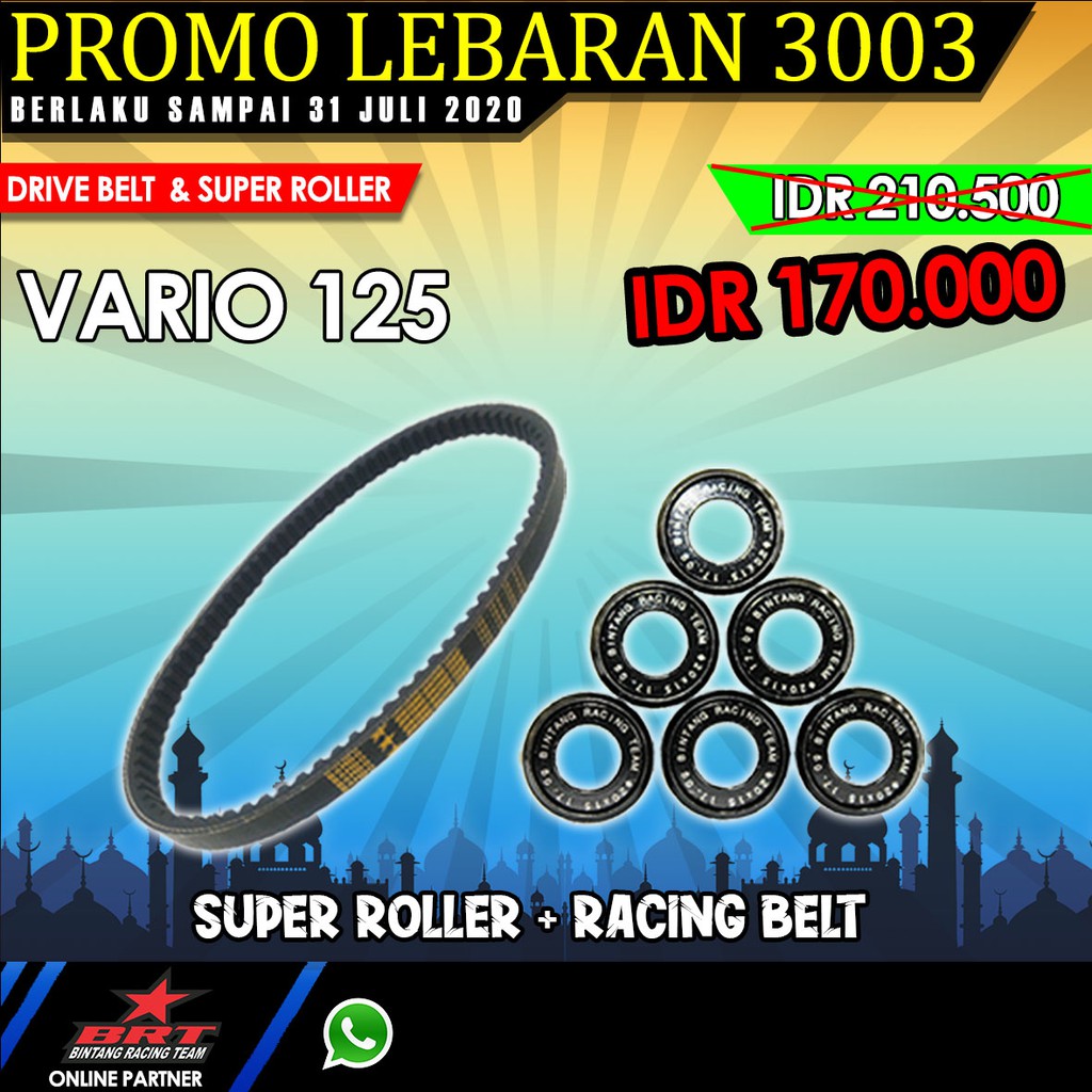 Super Roller & Vanbelt V Belt BRT Honda Vario 125 PGMFI / Vario 125 LED / Vario 150 Old