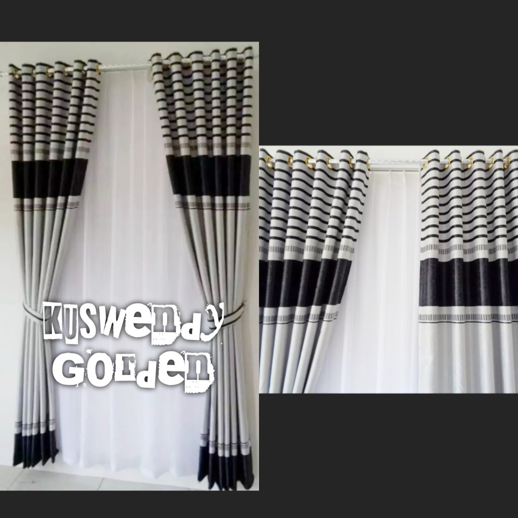 Gorden Blackout Garis 100 x 250 cm Tinggi 2.5 meter Hordeng Polos Jendela Pintu Tirai Minimalis