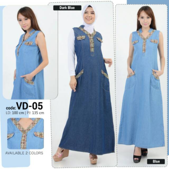 Gamis maxi buntung soft jeans wash kombinasi songket
