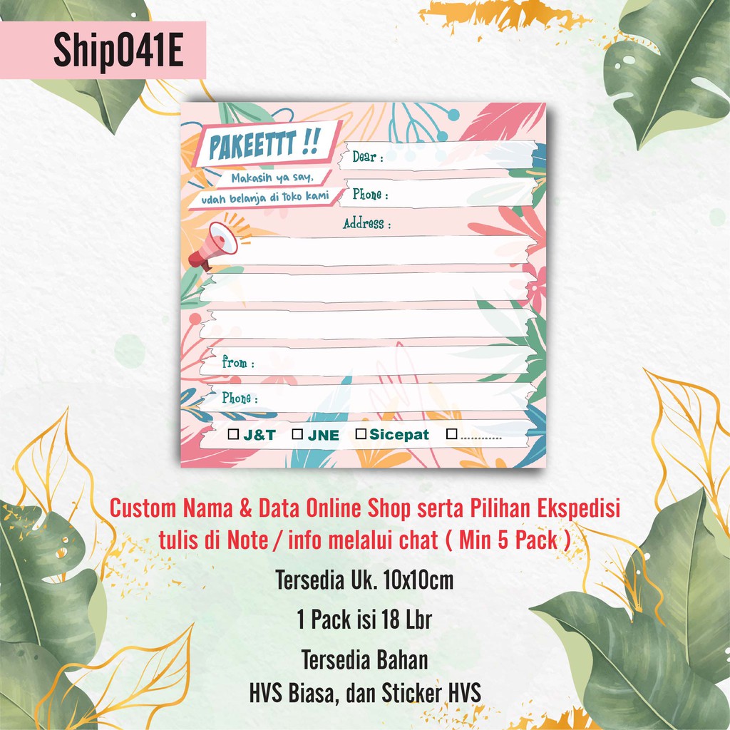 

Hanabi Shipping Sticker 1 pack isi 18pcs Stiker Pengiriman Stiker Alamat Kode Ship041