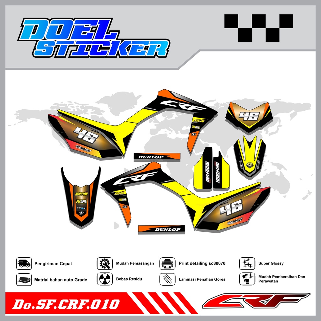 Sticker Striping Semifull CRF 150L List Variasi Hologram Pelangi,Crome Doel 010