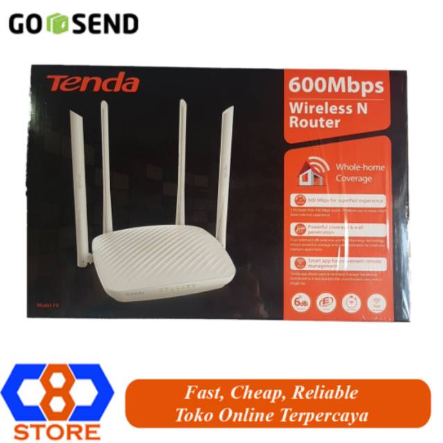 WIRELESS ROUTER TENDA F9 4 ANTENA 6DBI 600MBPS GARANSI RESMI