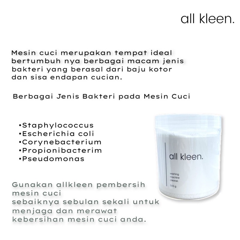 AllKleen Washing Machine Cleaner 500 gr Pembersih Mesin Cuci Ramah Lingkungan