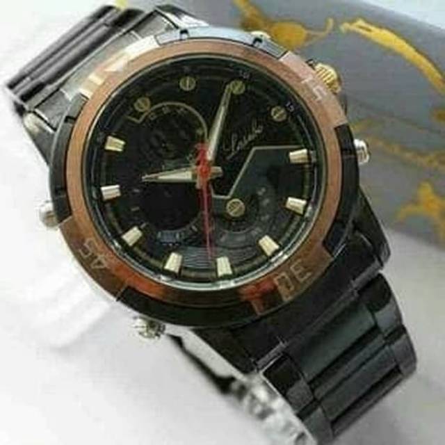 Jam tangan pria Lasebo Rantai LSB-985 Double time Original anti air