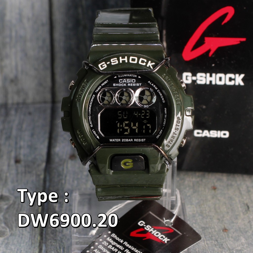 G-Shock Casio DW6900 Hijau Army Green SUPER PREMIUM jam digital pria