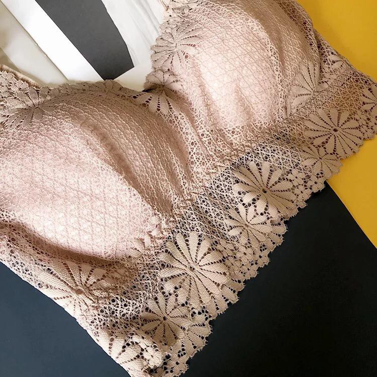 Blackpink Bra Wanita BH Pakain Dalam Wanita  Fashion Crop Top Motif Bunga Tali Belakang Ganda 1169