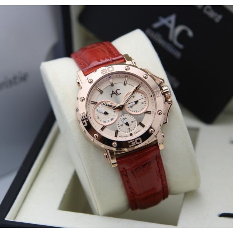 Jam Cewek Alexandre Christie AC9205 Original Red Rosegold