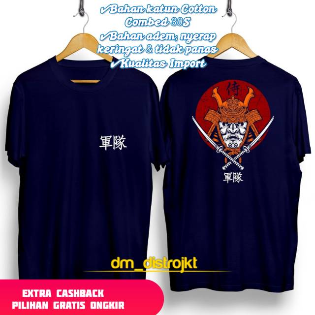 T shirt Katun Motif  Jepang  Keren Samurai Devil Assasin 