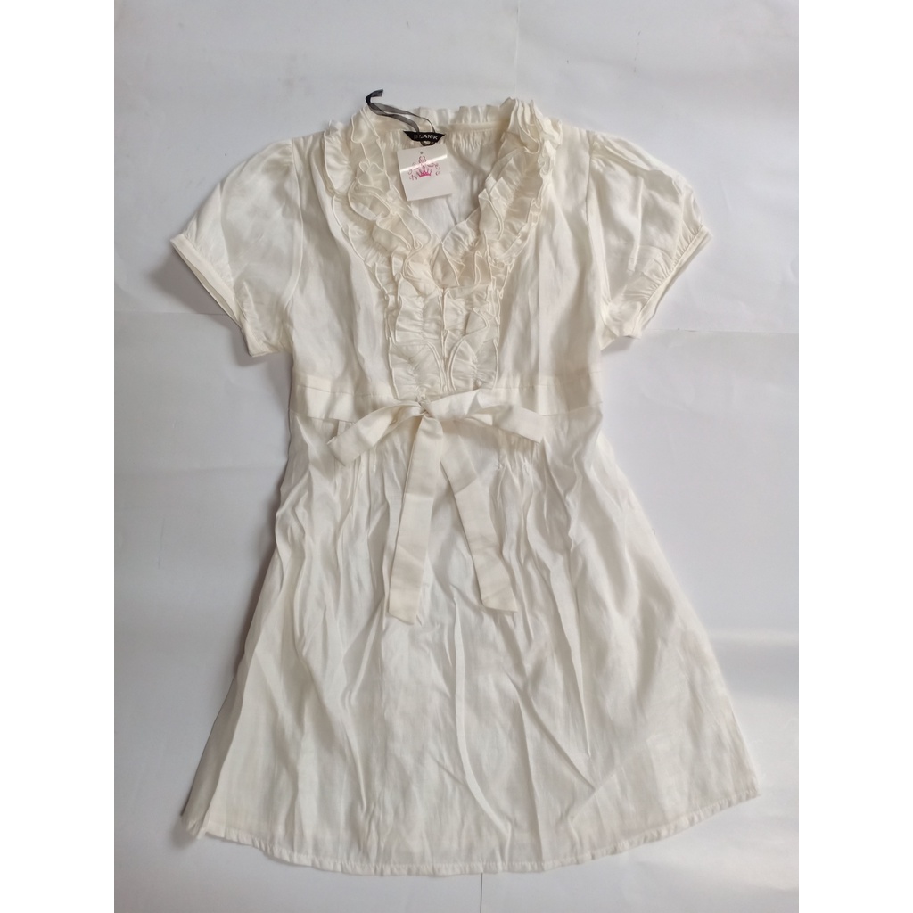 Baju Dress Gaun Pesta Anak Remaja Dewasa 10-15 Tahun Katun Murah Putih Gading