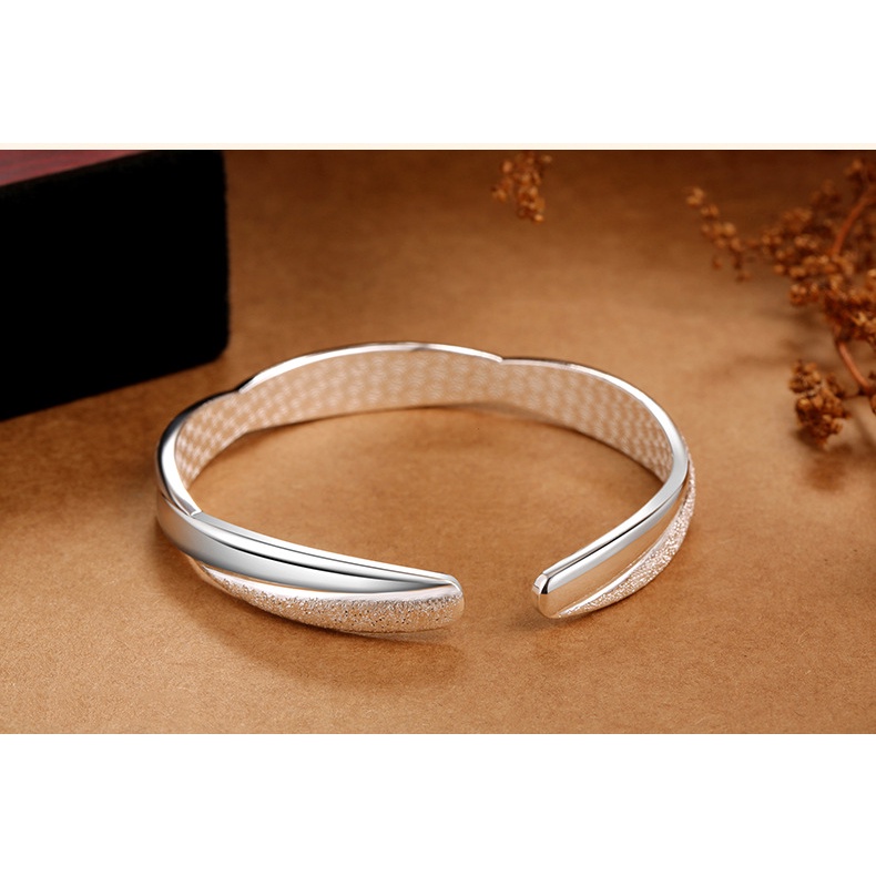 Gelang Model Terbuka Bahan 999 Sterling Silver Untuk Wanita