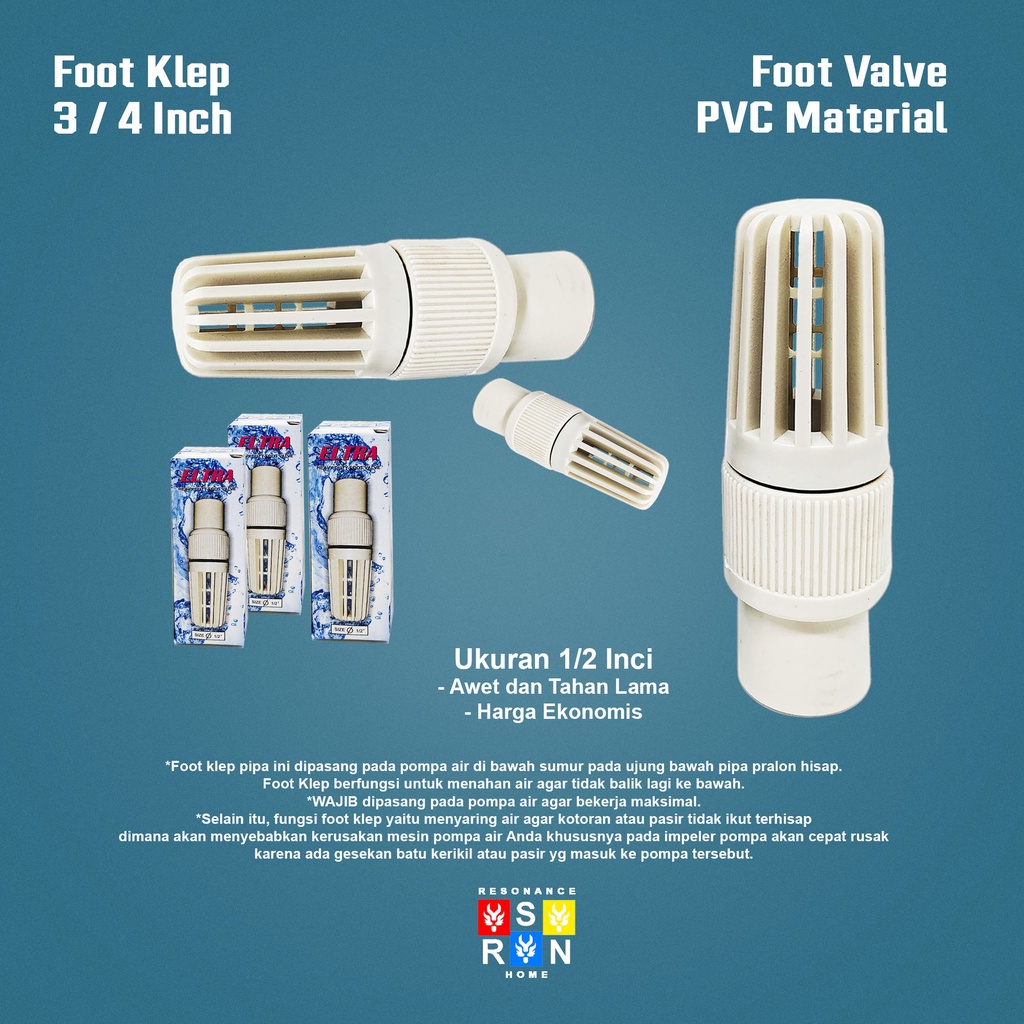 Foot Klep / Foot Valve Jumbo Ukuran 3/4 Inch Resonance Home