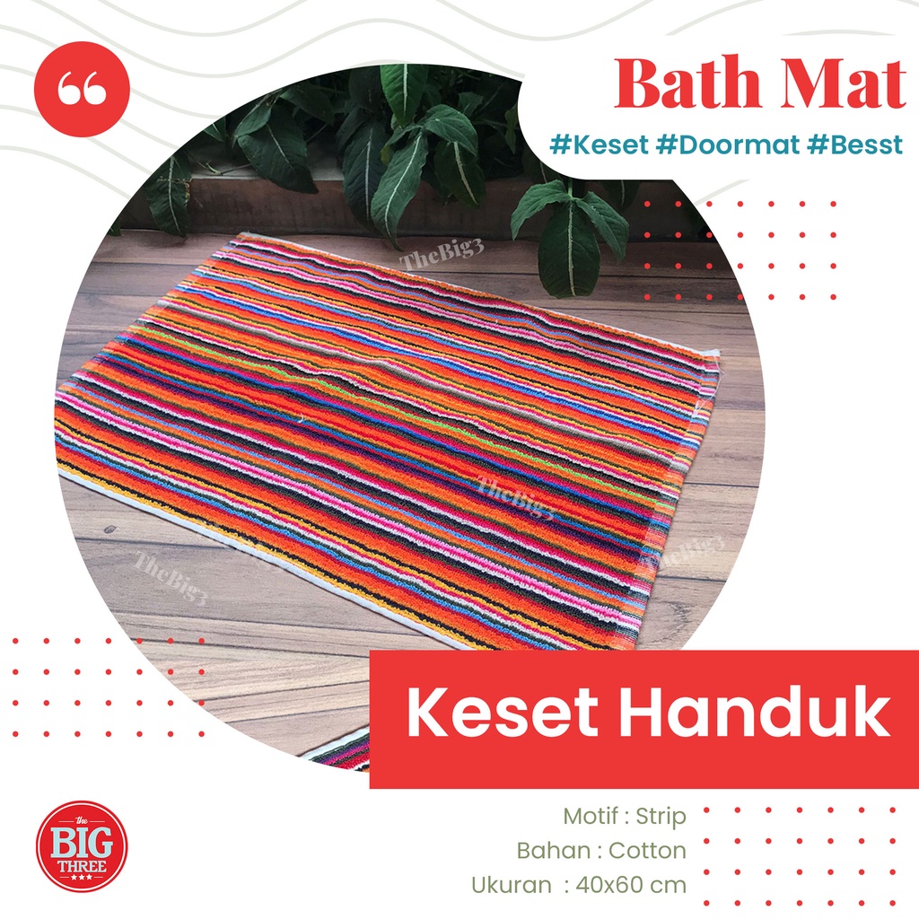 HSH Keset Handuk 40x60 cm motif minimalis strip daun abstrak Wave Line Dots Pineapple Aljabari Heart Crest  - 40 x 60 TBT Bath Mat Kamar Mandi