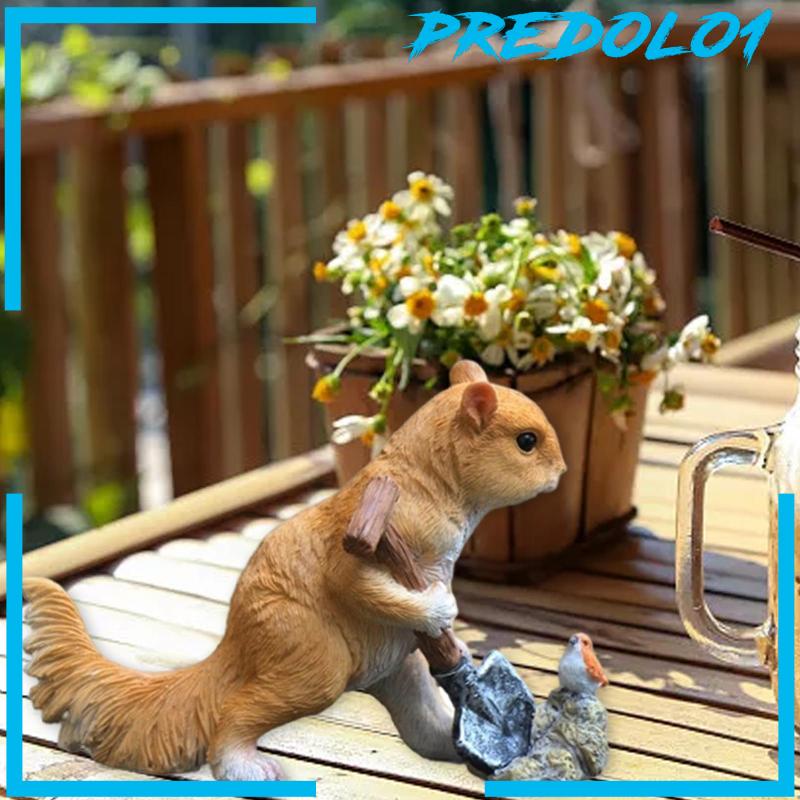 [PREDOLO1] Miniature Squirrel Statue Garden Figurines for Bedroom Tabletop Ornaments