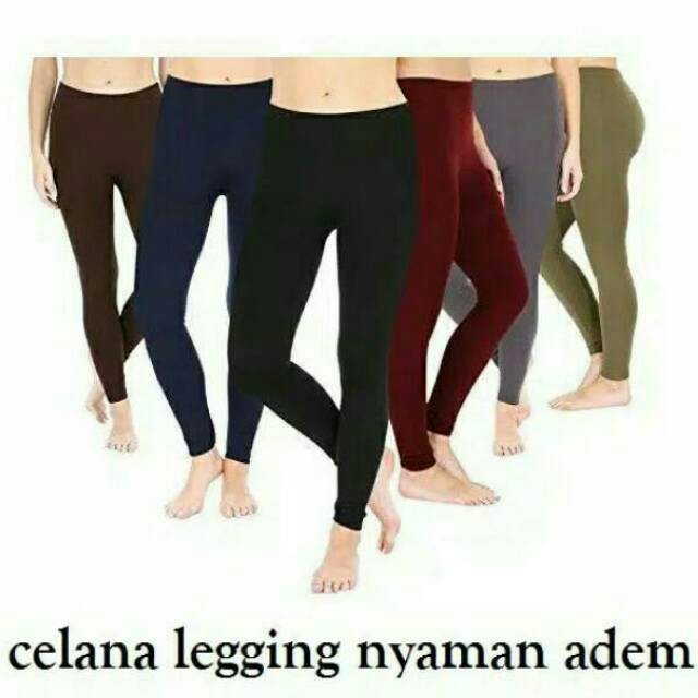 TERMURAH Legging Panjang Tebal Premium / Celana Leging Polos Jersey Spandek / Lejing Kaos Dewasa