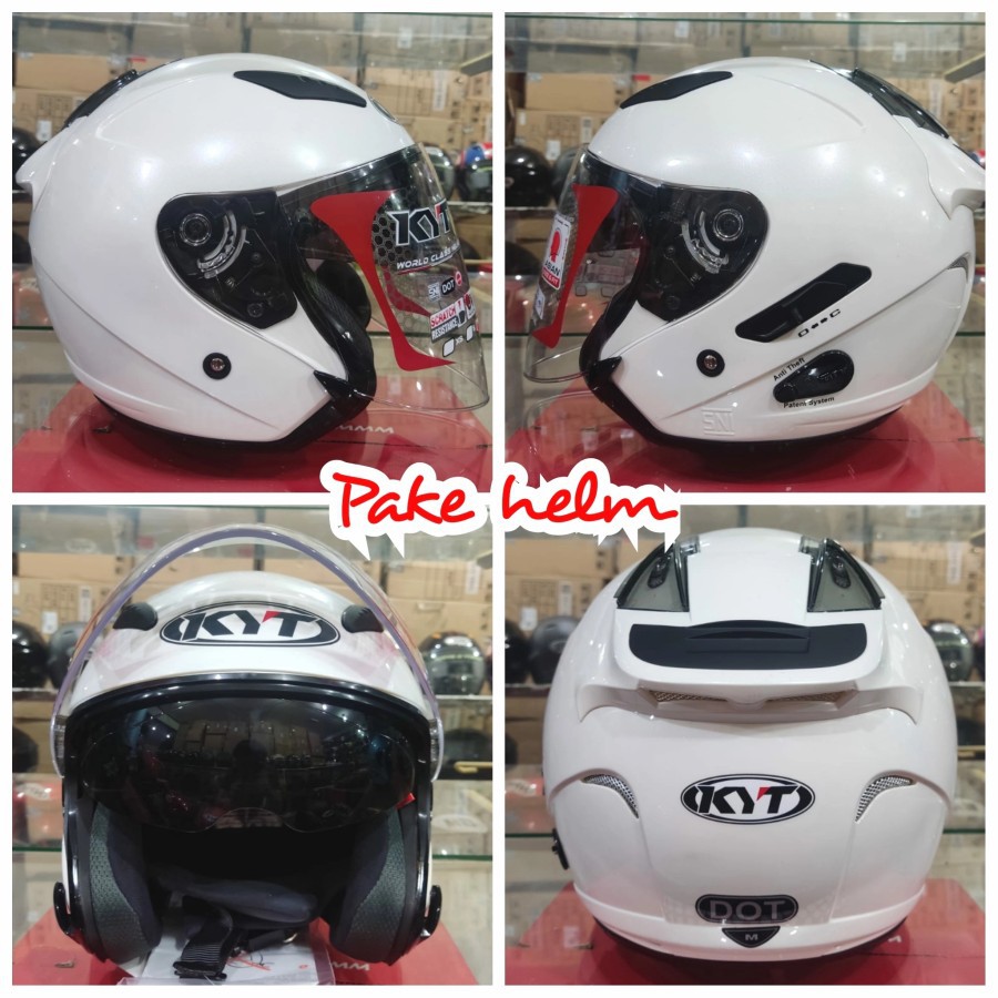 Jual HELM KYT GALAXY FLAT R PUTIH WHITE KYT HALF FACE KYT DOUBLE VISOR