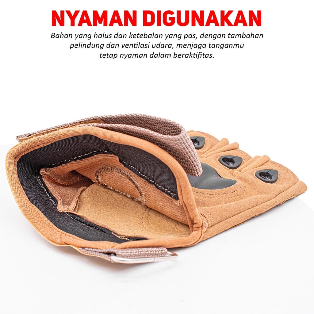 SARUNG TANGAN PRIA SEPEDA MOTOR AKSESORIS PENGENDARA PELINDUNG TANGAN GLOVES HALF FINGER OUTDOOR MODEL BATOK