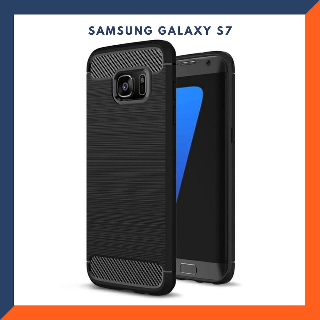 Armor Carbon Fiber Case SAMSUNG GALAXY S7 - Casing Black Soft Cover