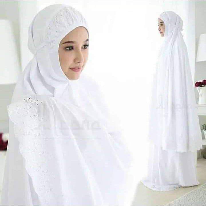 Mukena khadijah pasteleena free tas cantik bordir renda mewah pastelina katun mikro