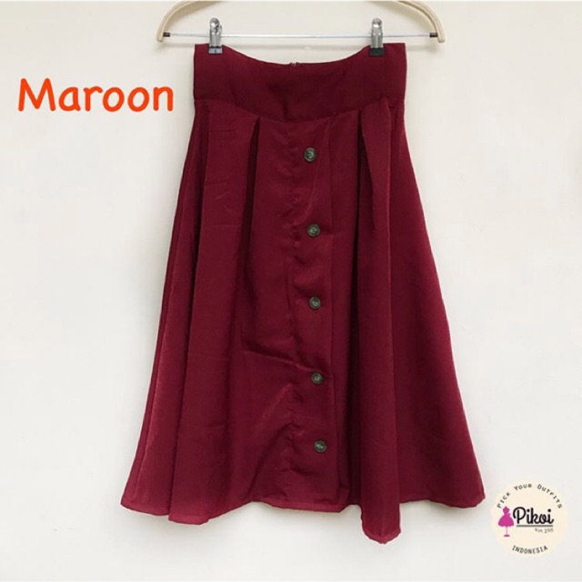 Rok polos wanita murah / rok midi cantik / rok kancing / rok button murah / rok kekinian / rok 1474