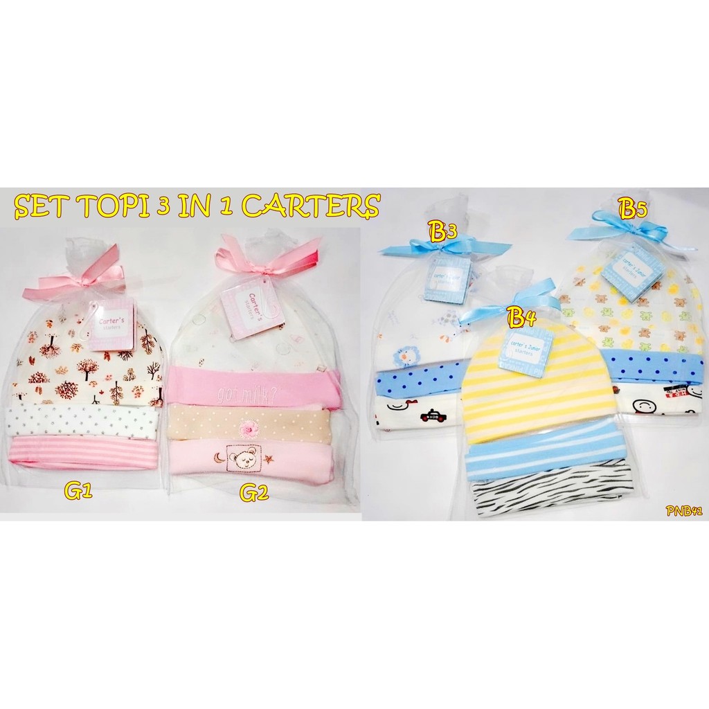 PNB41 SET TOPI 3 IN 1 CARTERS TOPI KUPLUK BAYI