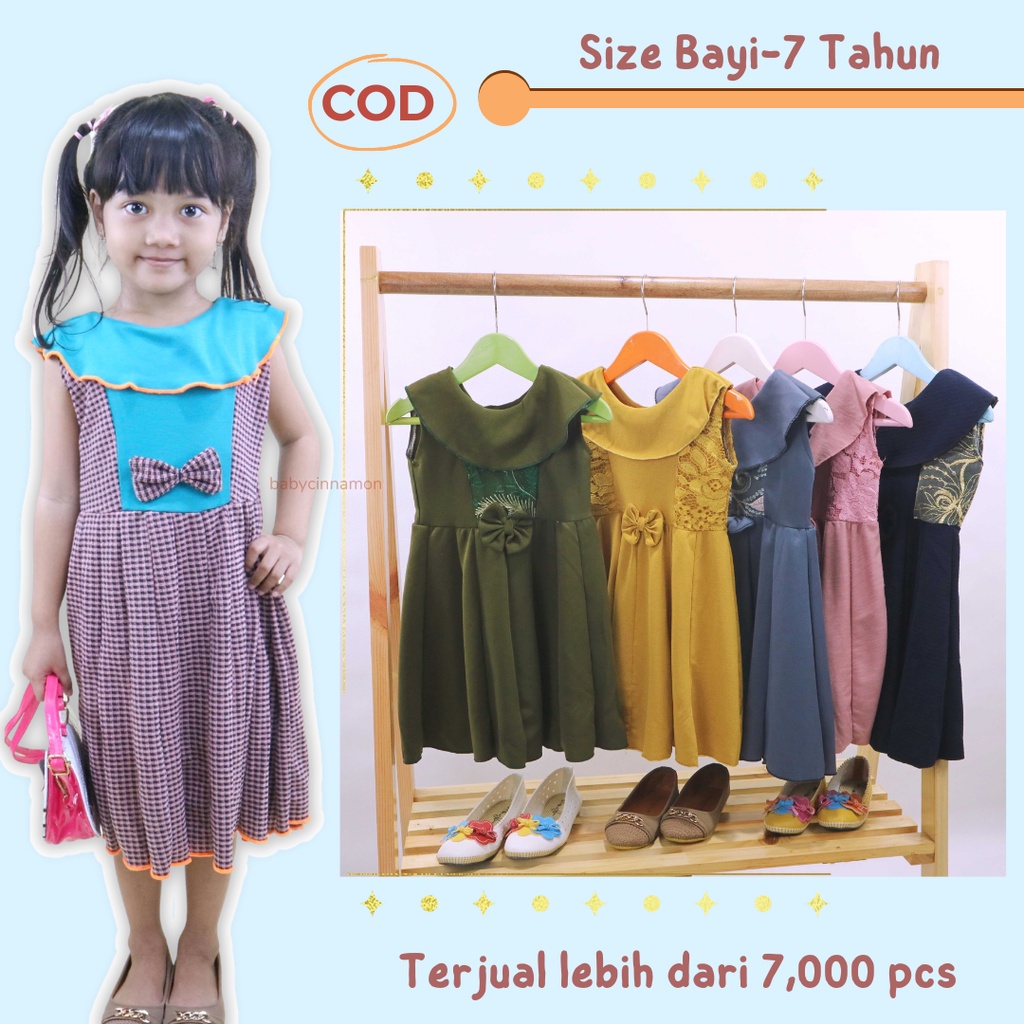 Dress Cantika size Bayi - 7 Tahun / Dres Yukensi Murah Grosir Baju Anak Perempuan Harian Gaun Polos