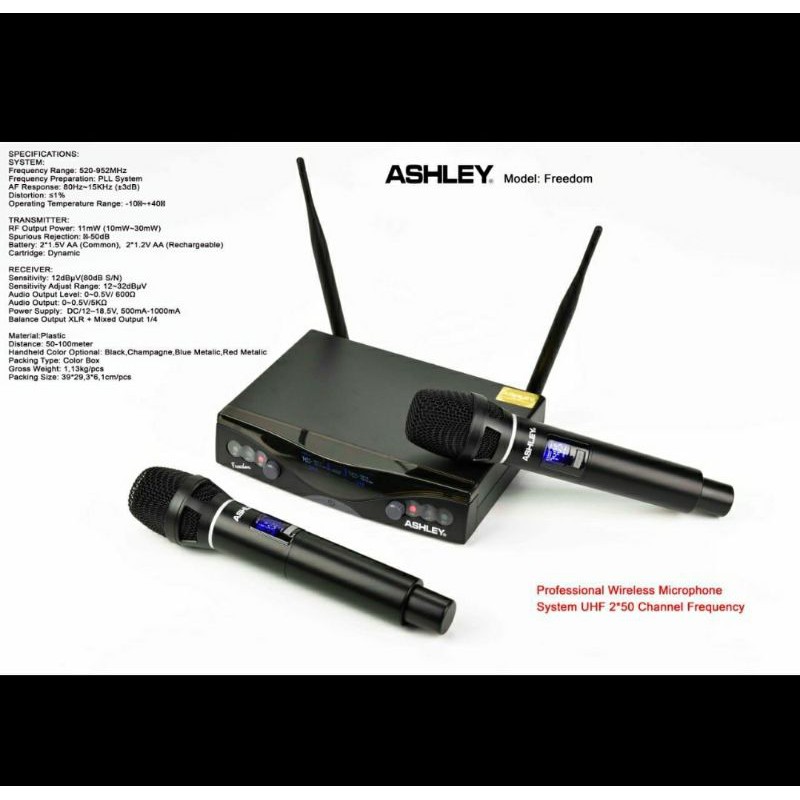 Mic Wireless ASHLEY FREEDOM Handheld Microphone ORIGINAL 4 Warna