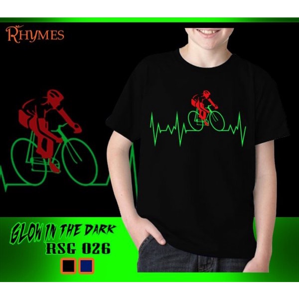 Kaos Anak Laki-Laki Glow in the dark Sepeda Gowes Distro Baju Rhymes Atasan Import