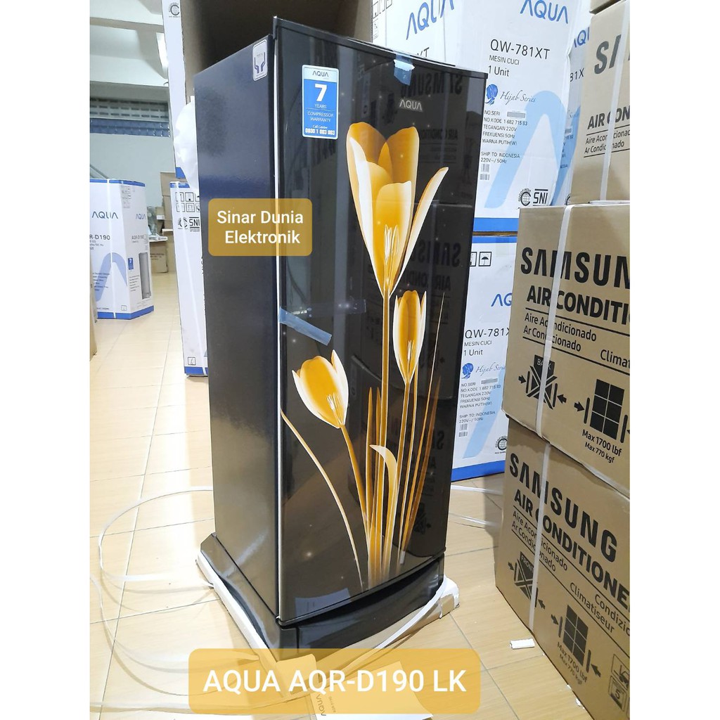 AQUA Kulkas Lemari Es 1 Pintu 162L AQR-D190 LK/LB Flower Design PROMO