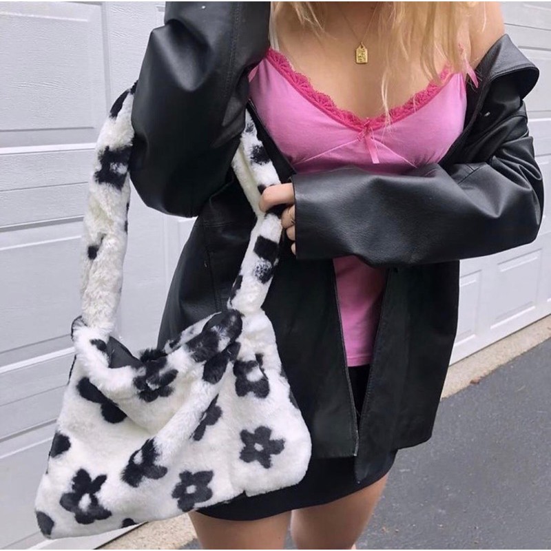 daisy shoulder bag/ daisy fluffy bag/ daisy fur bag/ daisy faux fur bag/ lolita jade bag