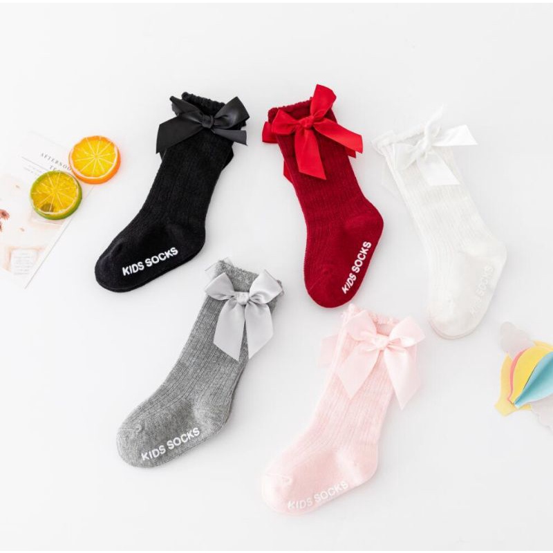 Kaos kaki panjang tinggi selutut pita bayi perempuan baby girl socks