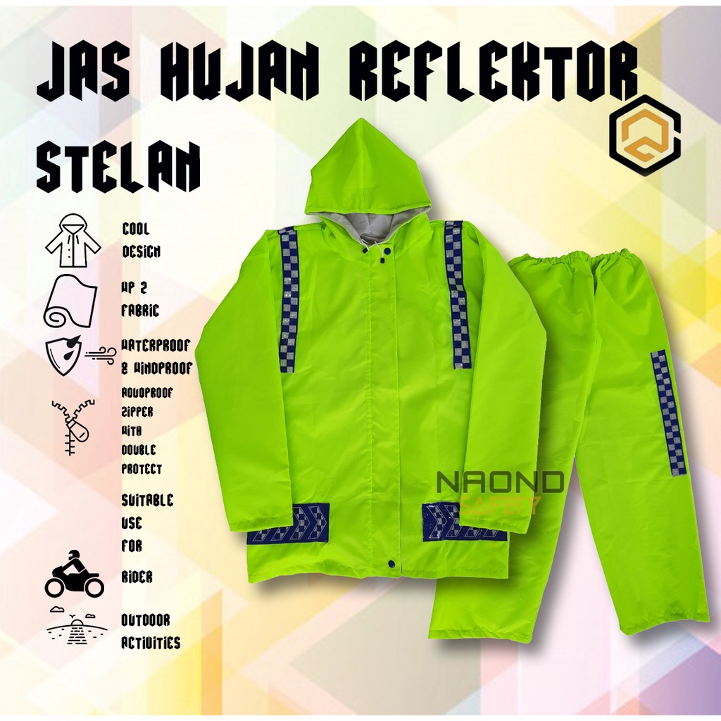 Jas Hujan Pria Setelan Reflektor Jas Hujan Stelan Security Jas Hujan Set Jas Hujan Pria Raincoat